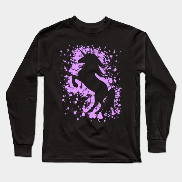 Magical Purple Unicorn Long Sleeve T-Shirt by Lady Lilac